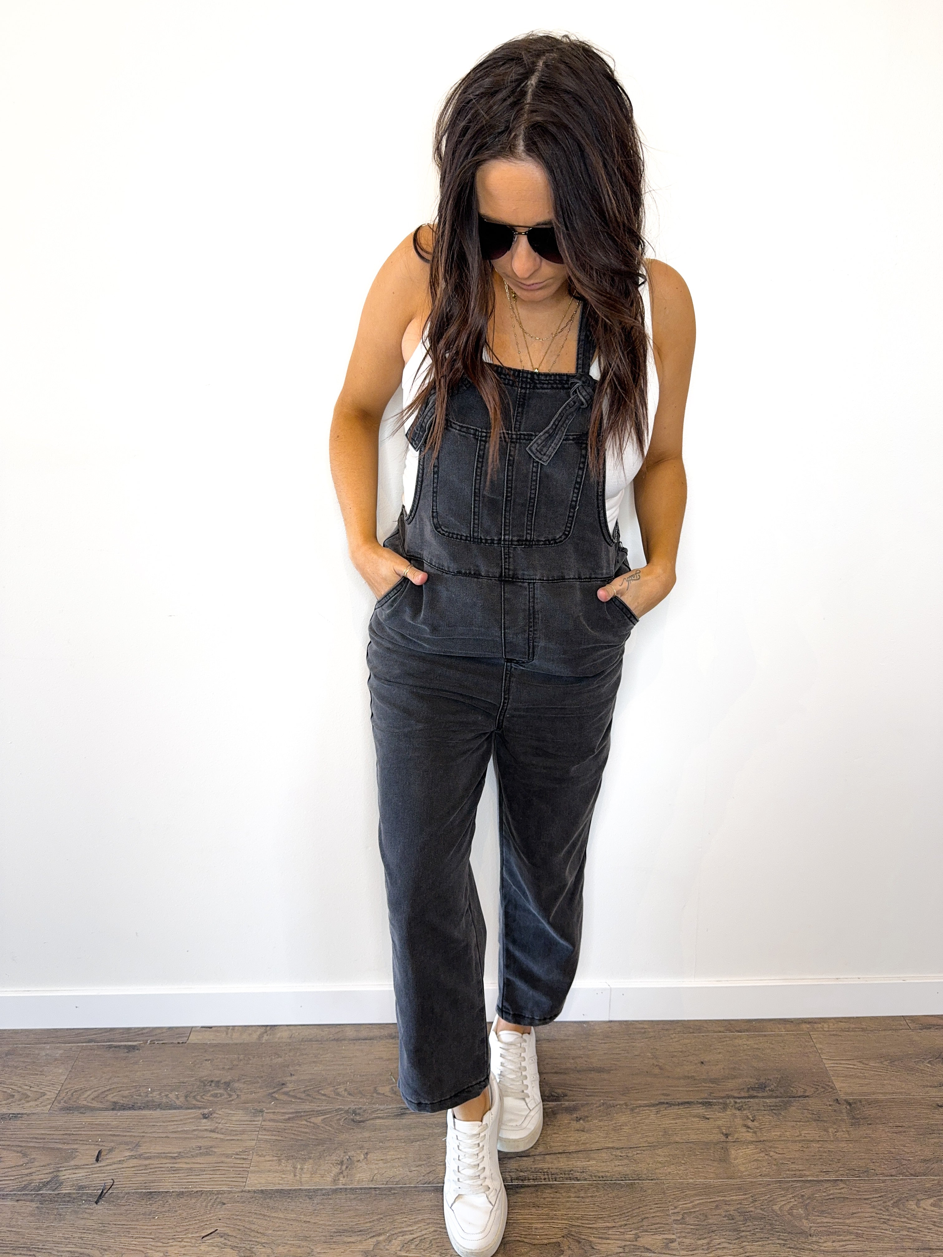 This Town's Been Too Good to Us Knotted Black Denim Jumpsuit