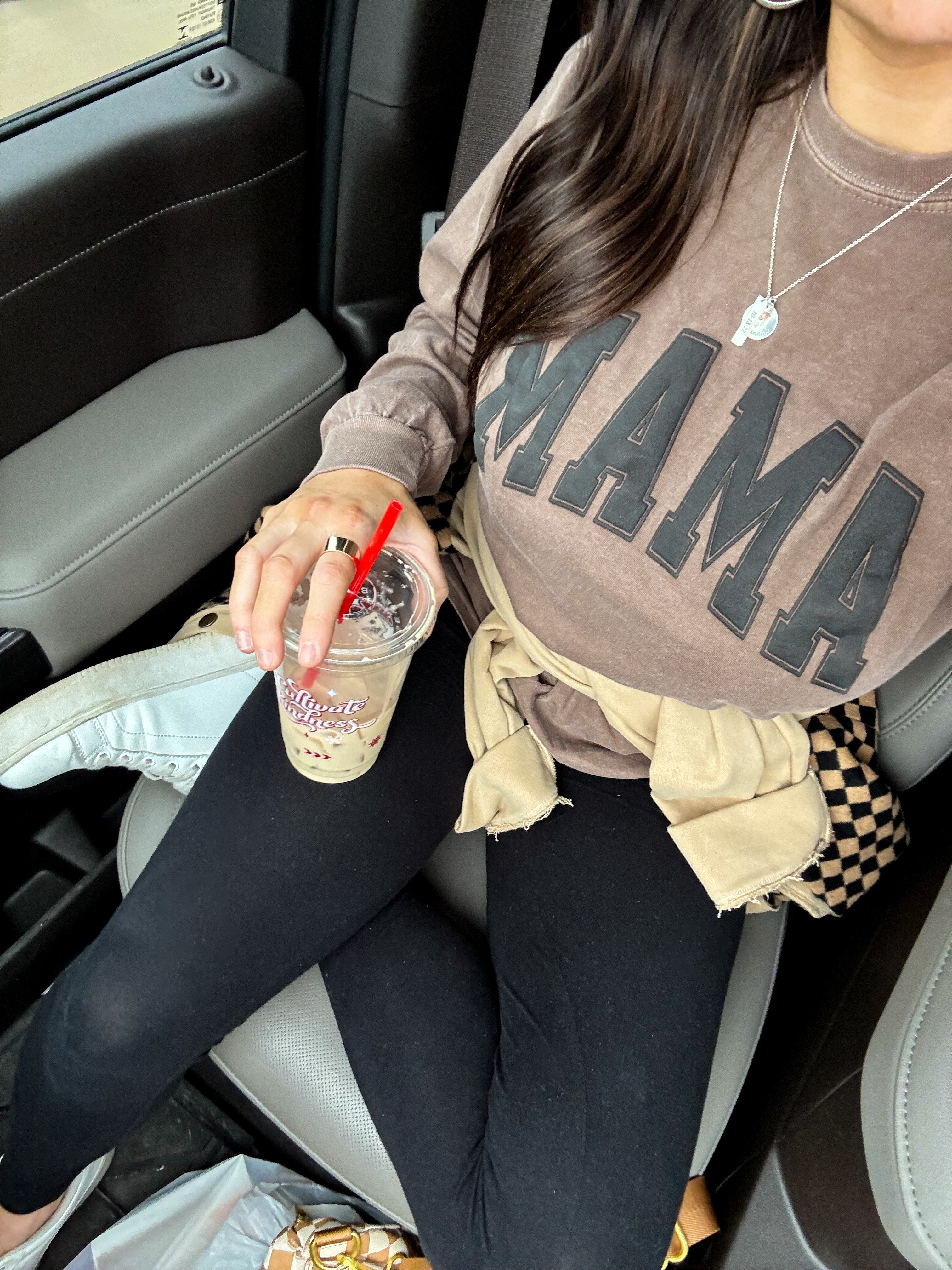 MAMA Puff Graphic Long Sleeve In Espresso