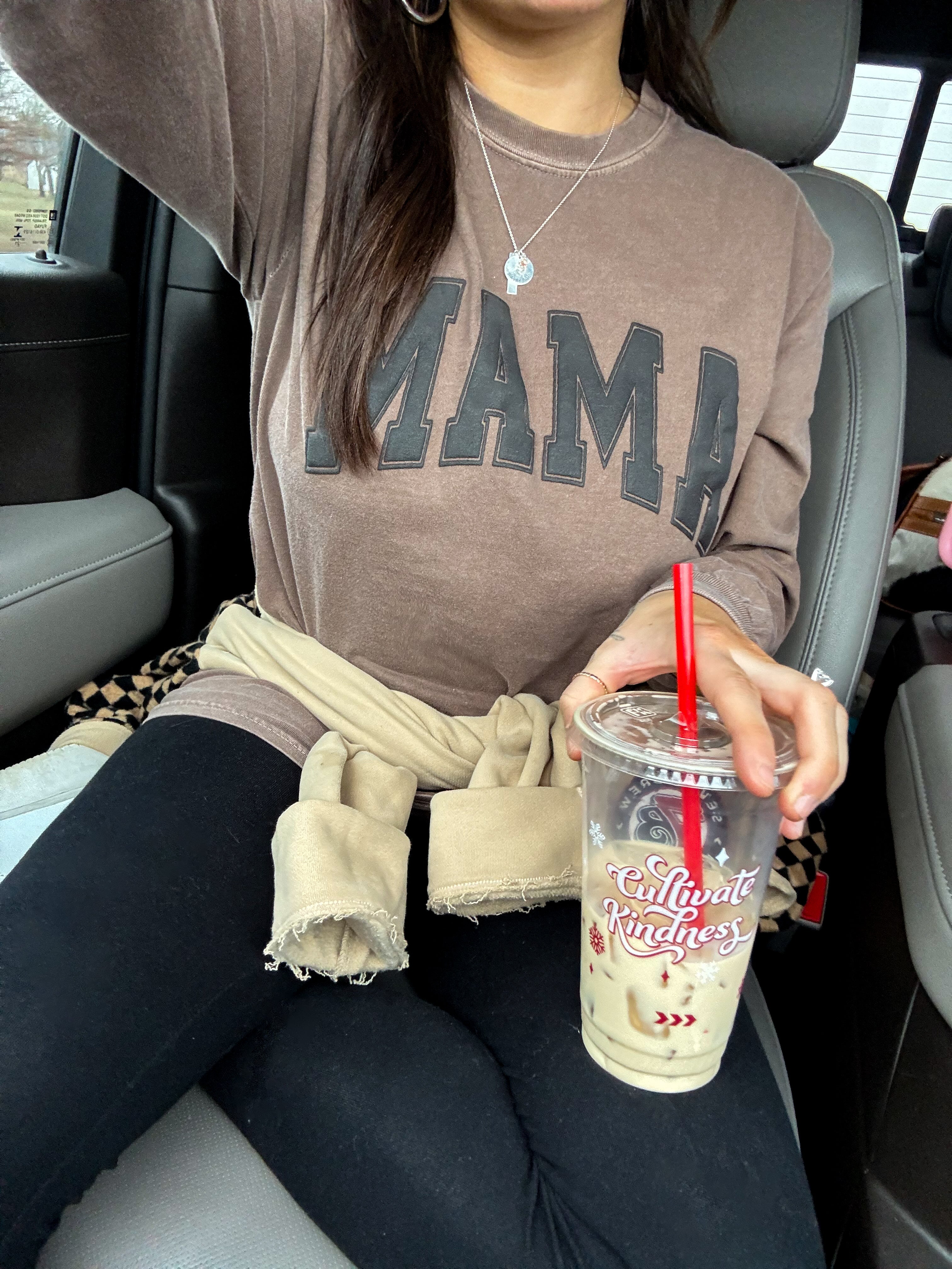 MAMA Puff Graphic Long Sleeve In Espresso