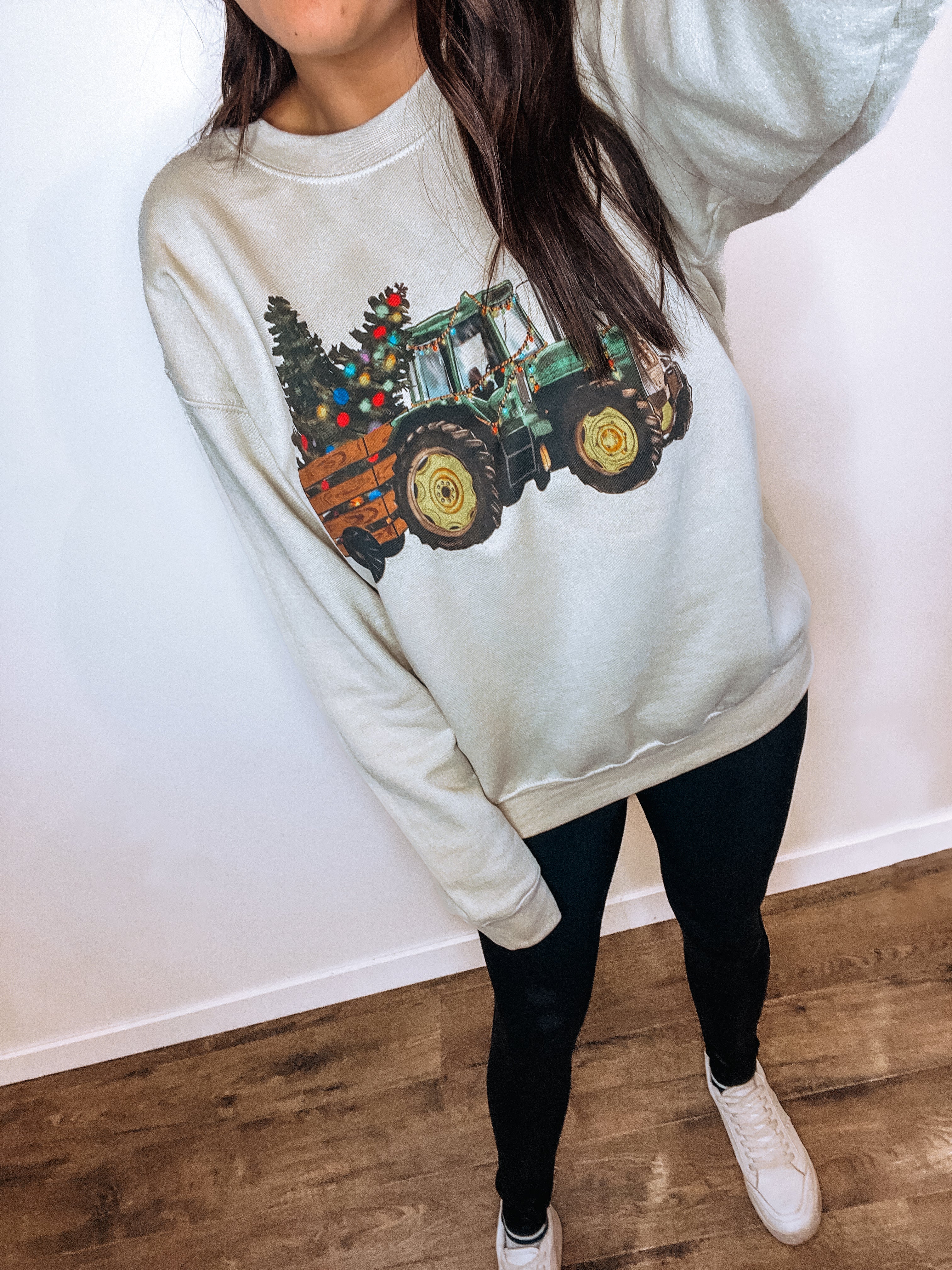 Christmas on the Farm Crewneck Sweatshirt Tractor