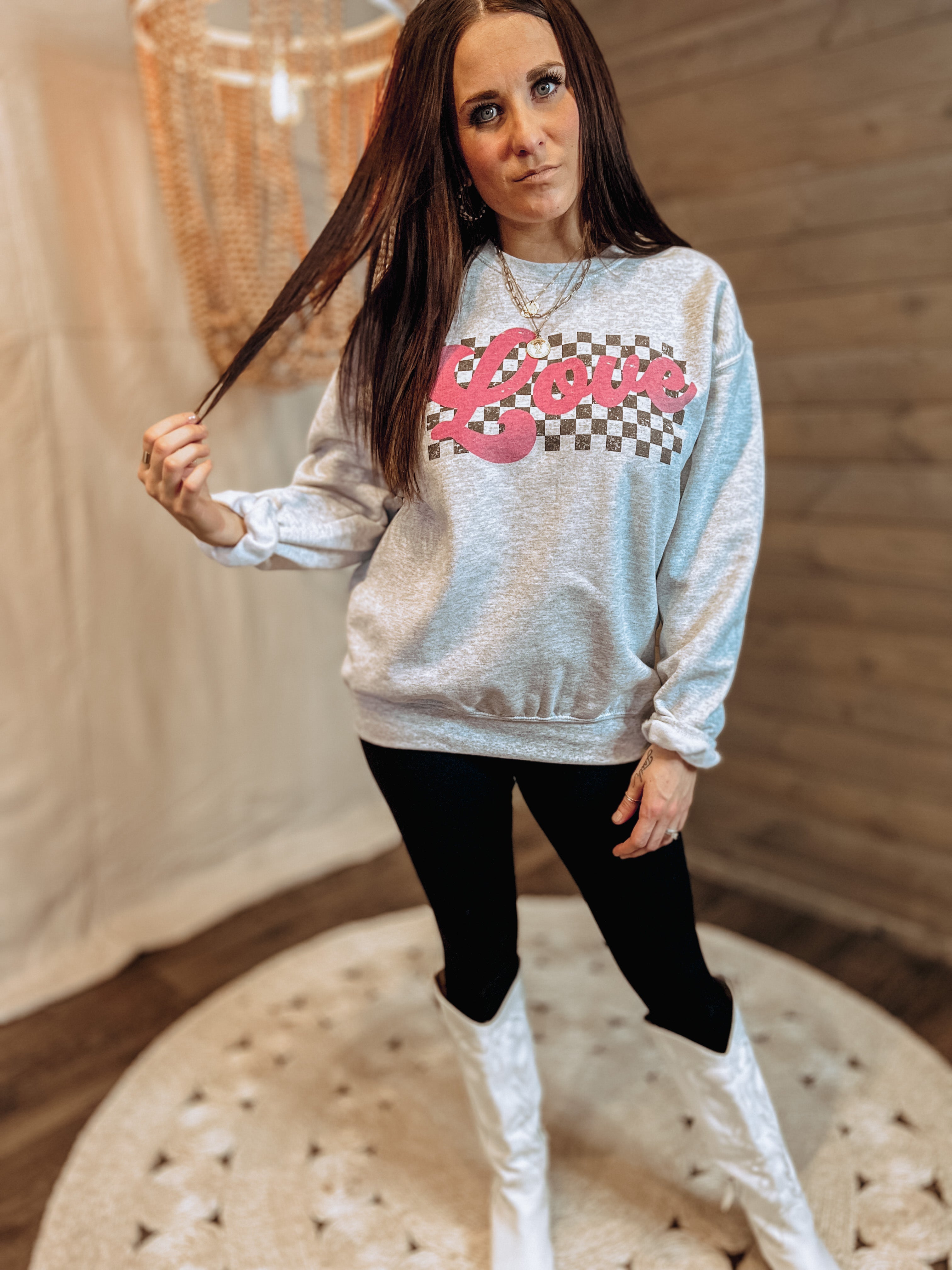 Love Checkered Sweatshirt