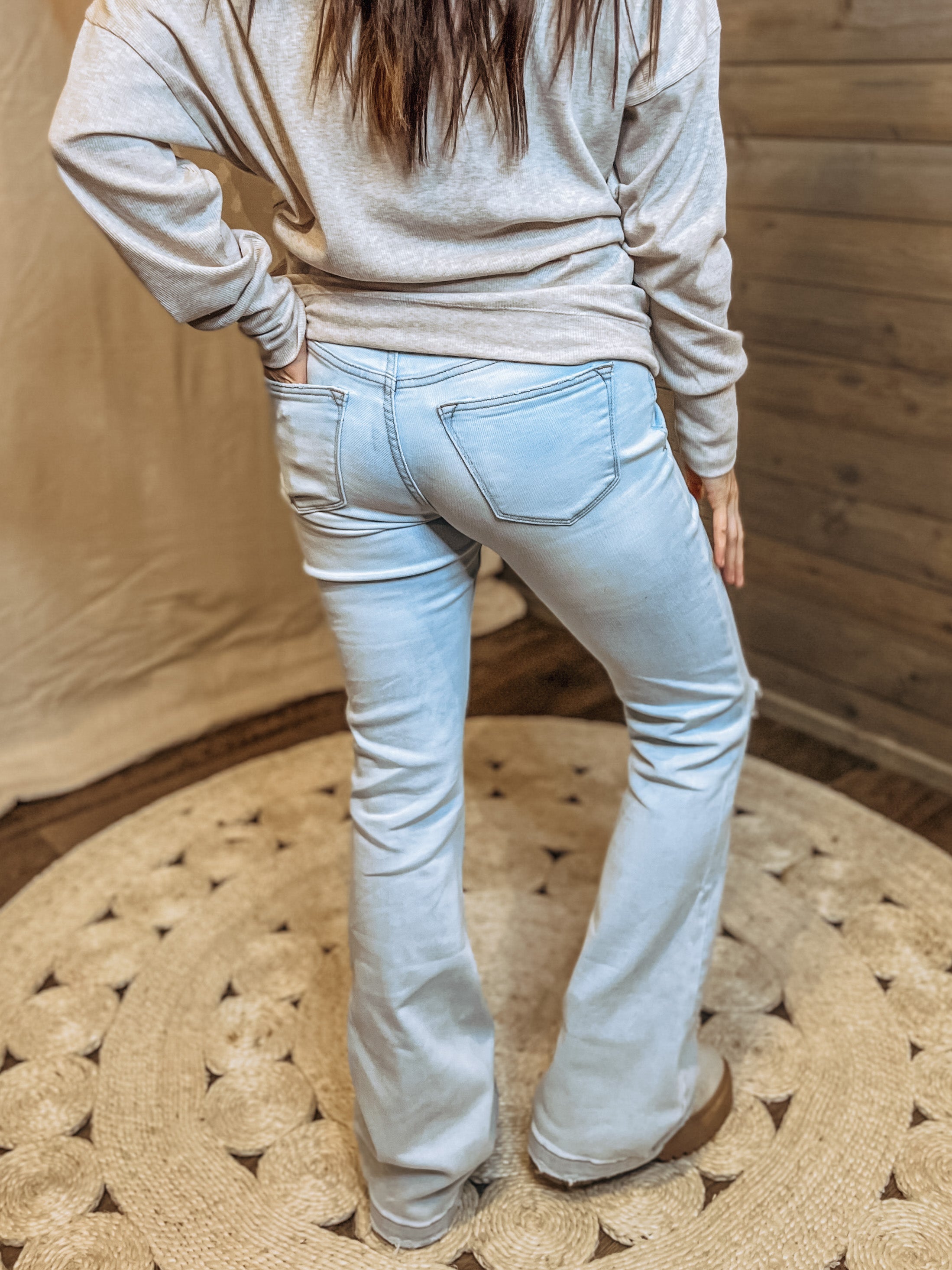 Shaylen Distressed Button Fly Flares