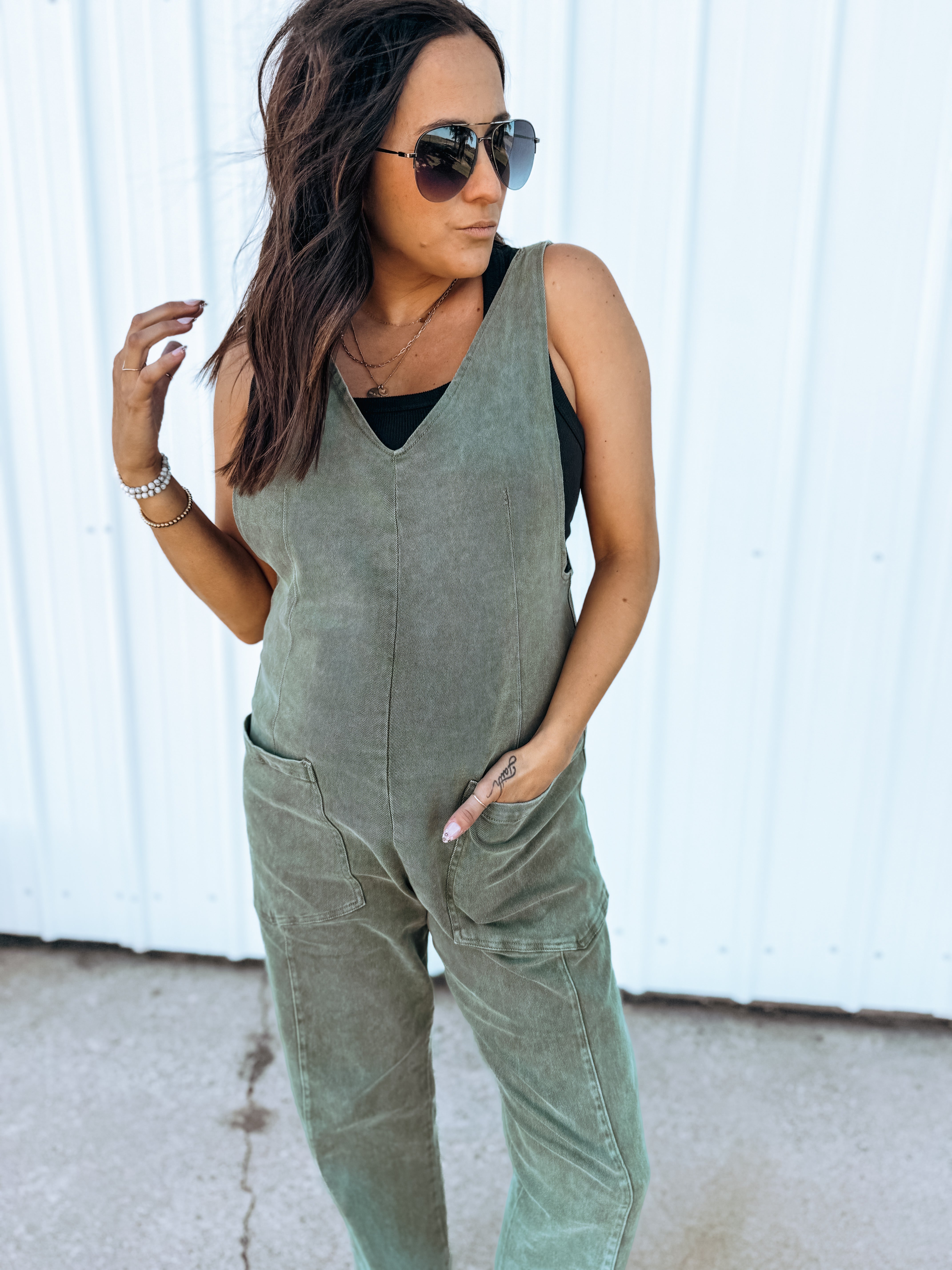 Nothing Left At All Buckle Denim Jumpsuit