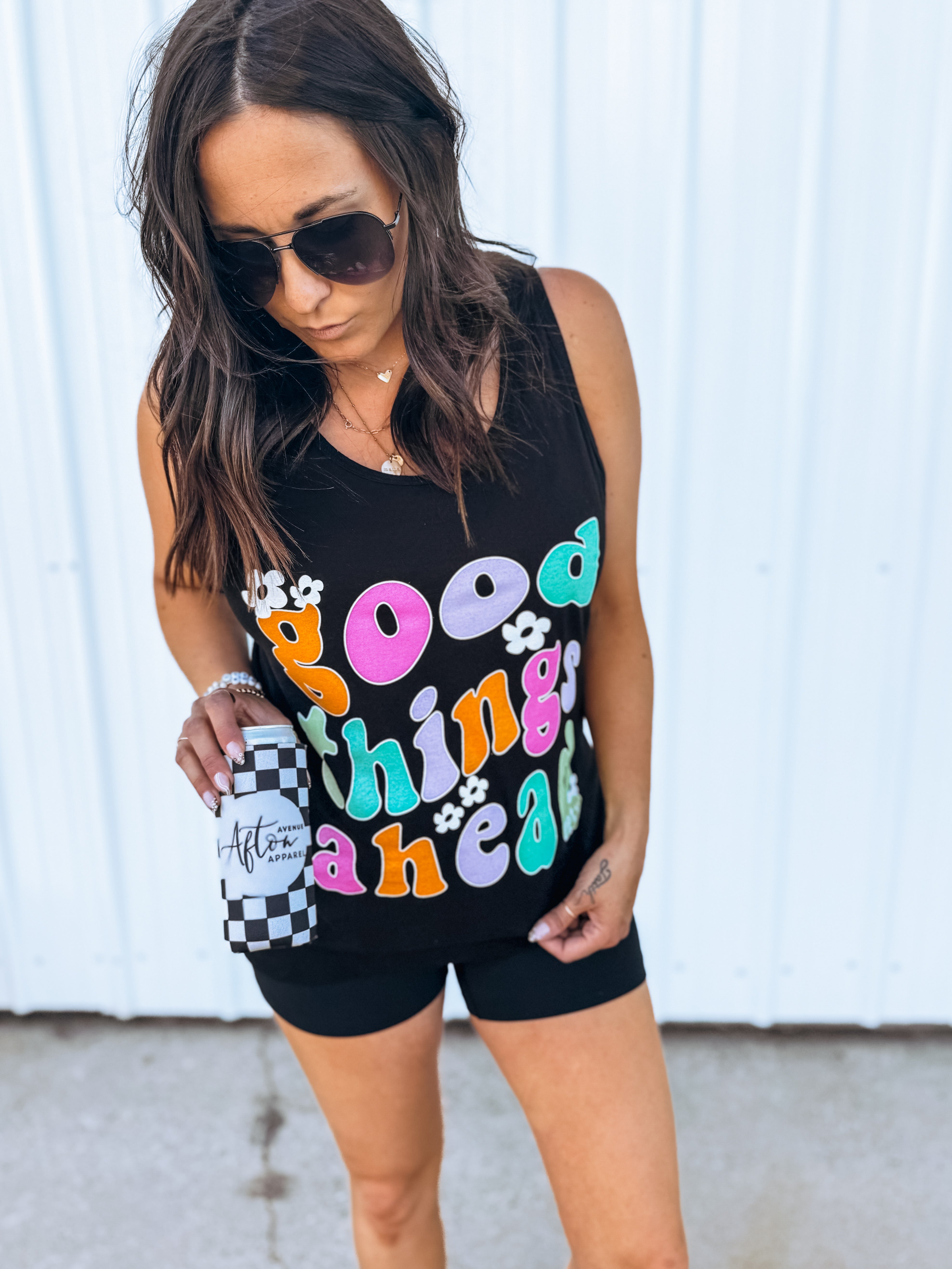 Good Things Ahead Retro Daisy Graphic Tank Top