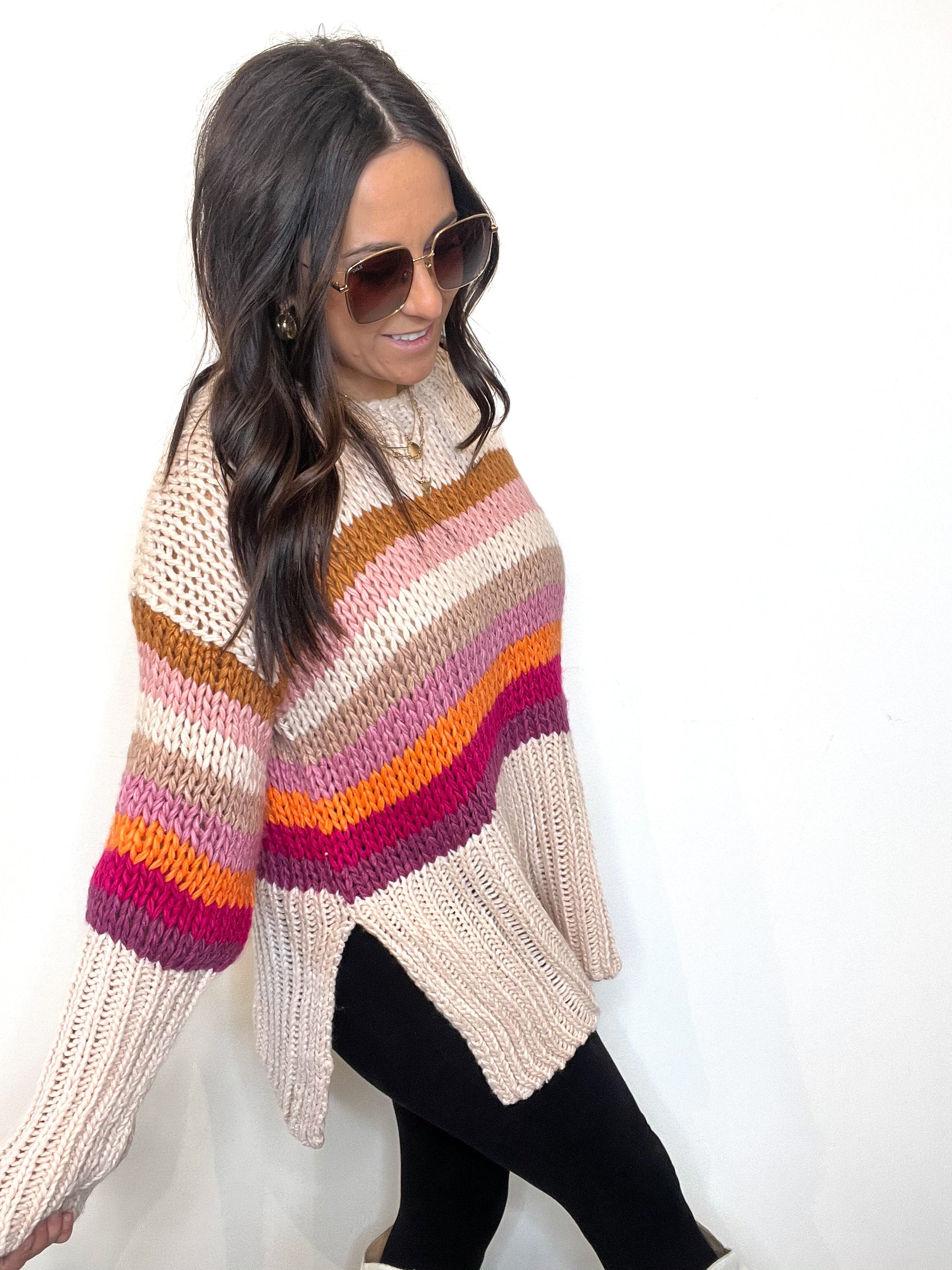 Silent Night Side Slit Sweater--Cream
