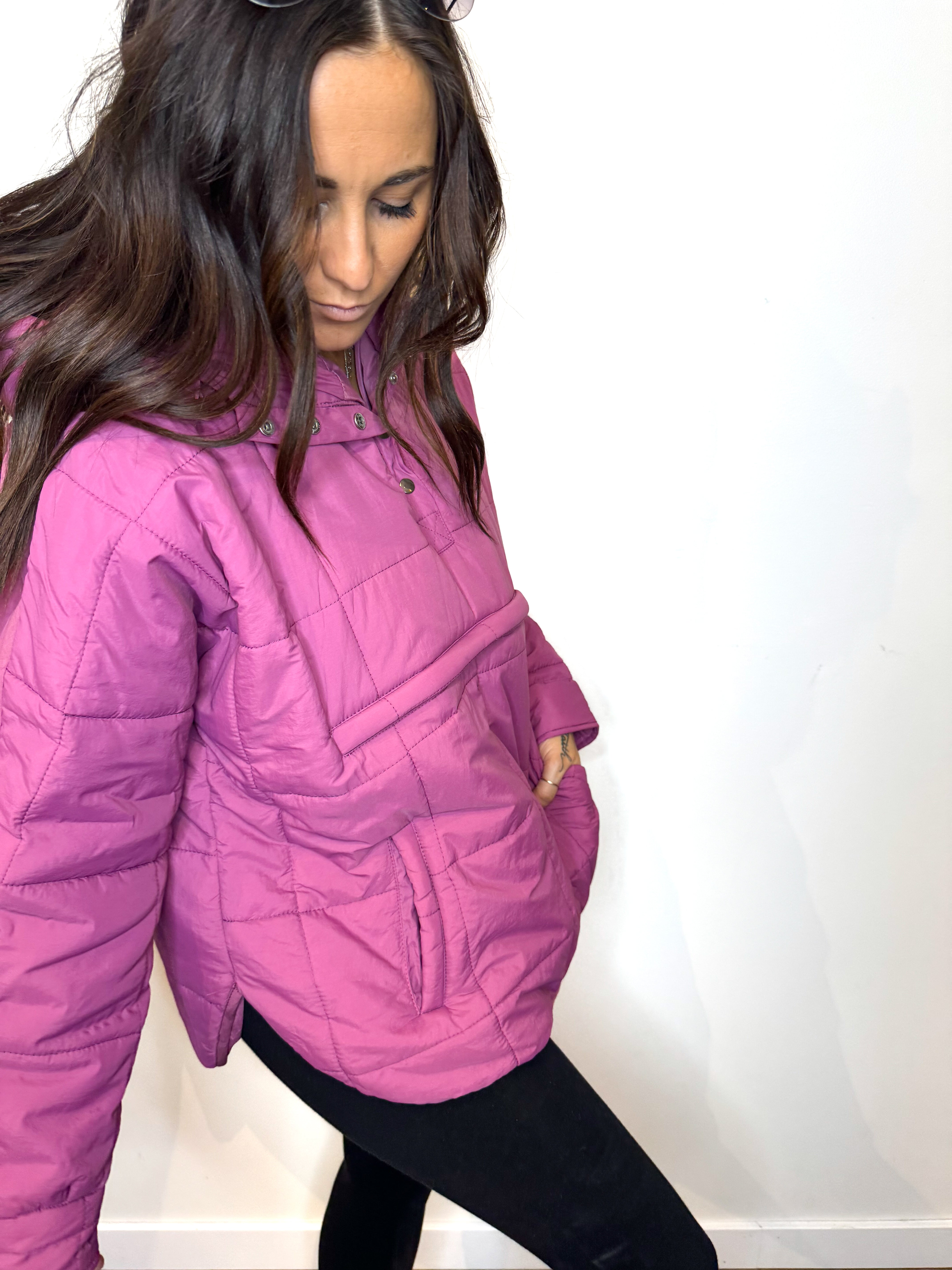 Powder Princess Pullover Puffer- FUSCHIA
