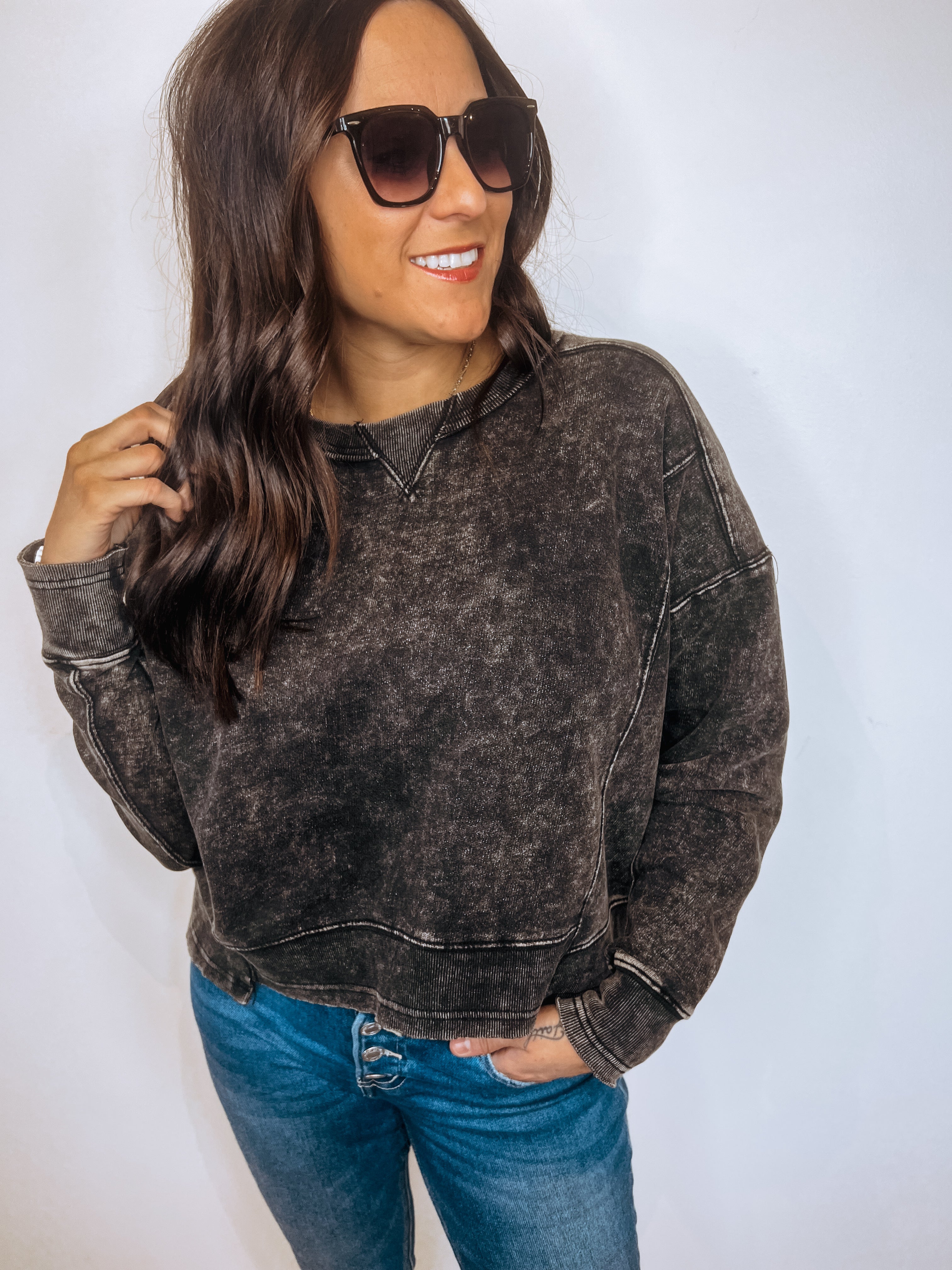 The Show Black Mineral Washed Long Sleeve
