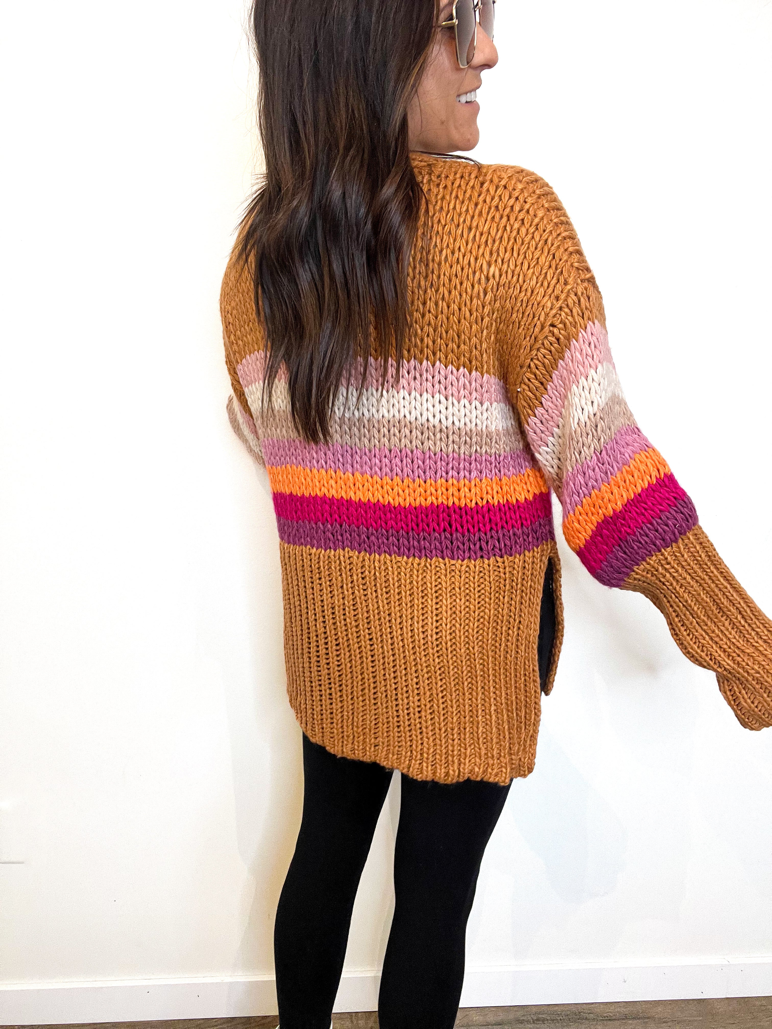 Silent Night Side Slit Sweater--Camel