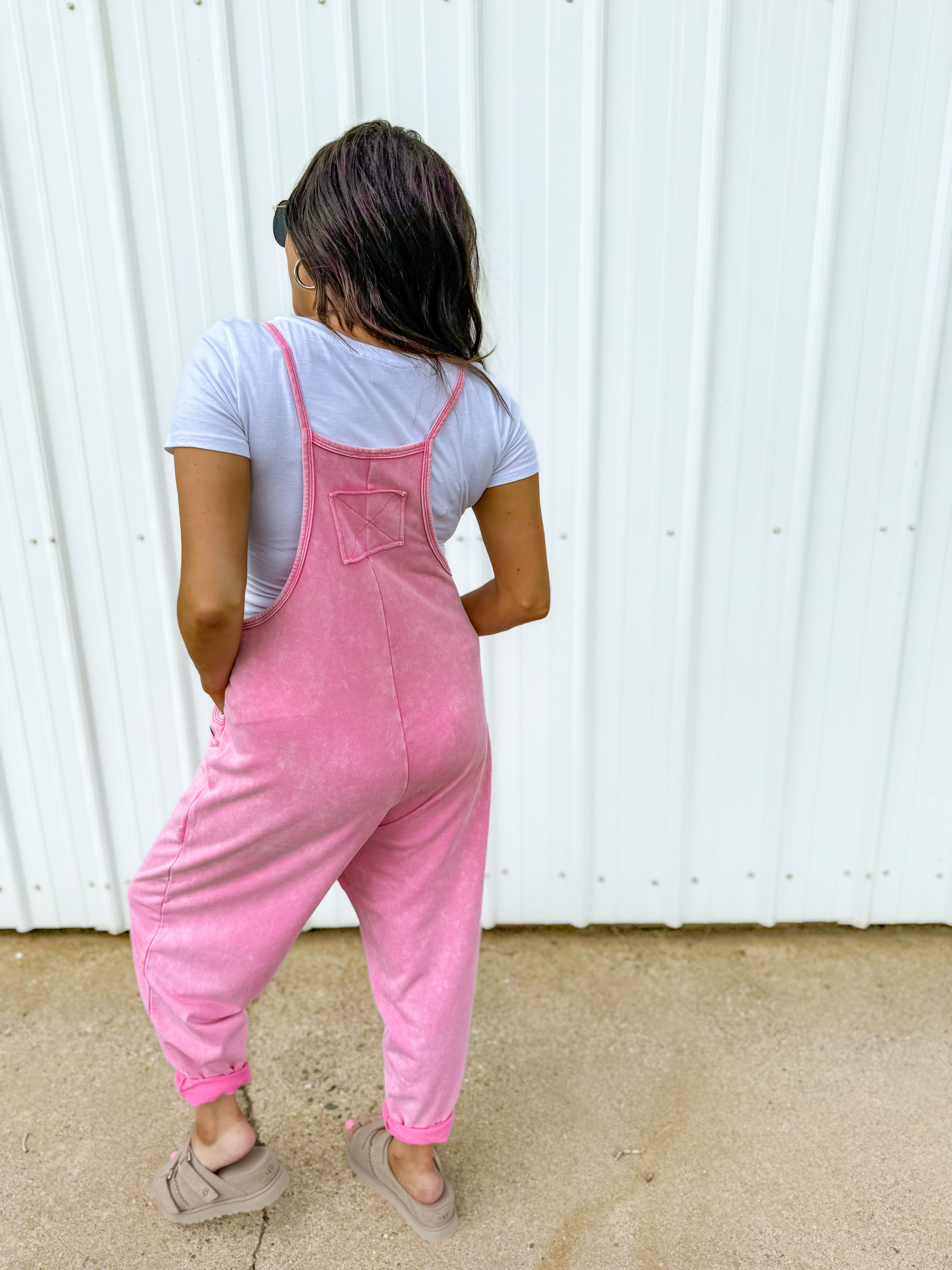 Hang Tight Honey Washed Pink French Terry Jumpsuit
