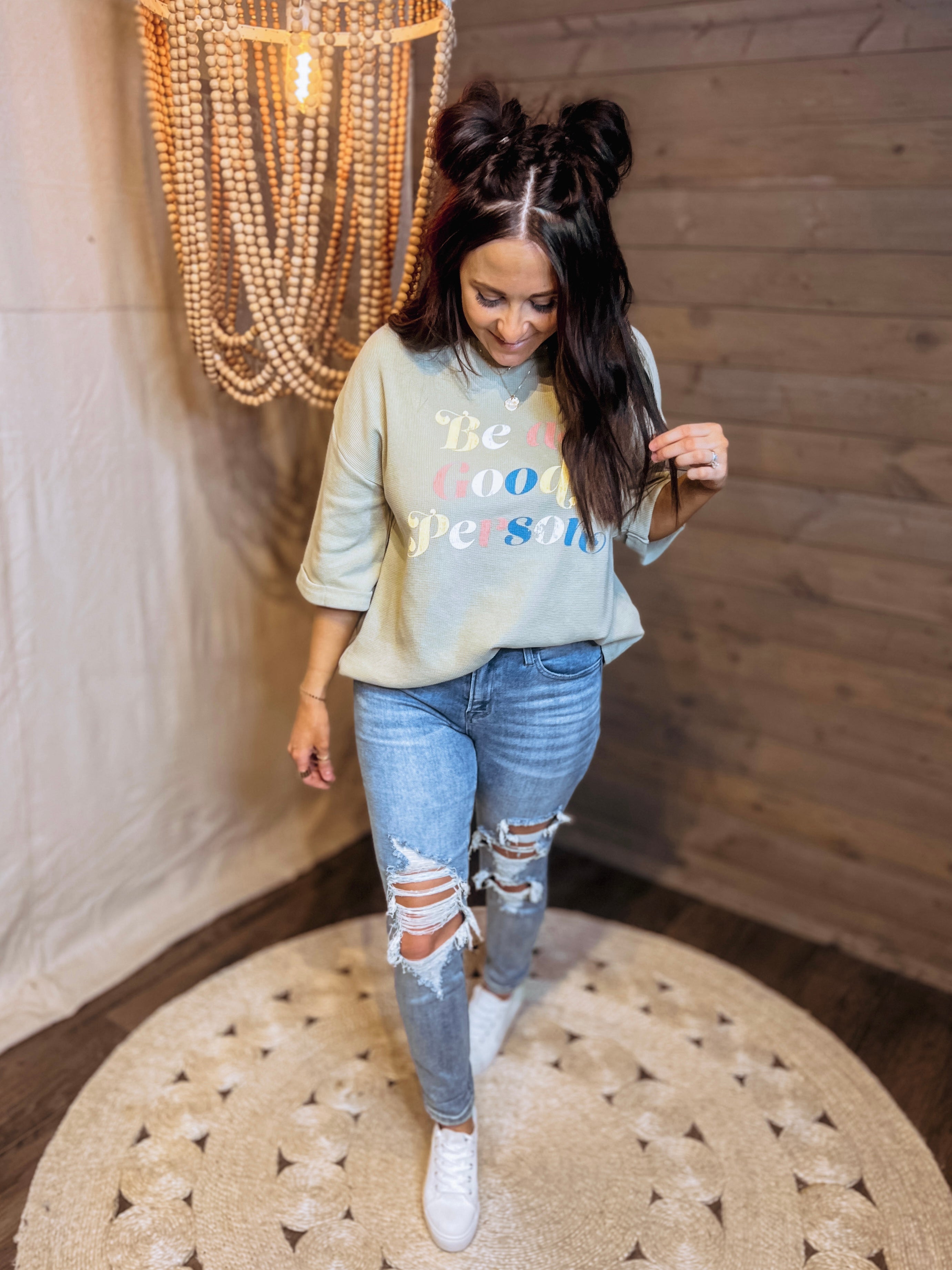 Be a Good Person Waffle Graphic Tee